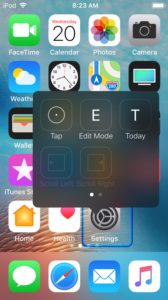 screenshot of iOS screen 1 of the interaction menu